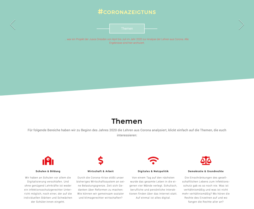 Corona zeigt uns als Projekt der Jusos Dresden zu Beginn der Pandemie 2020